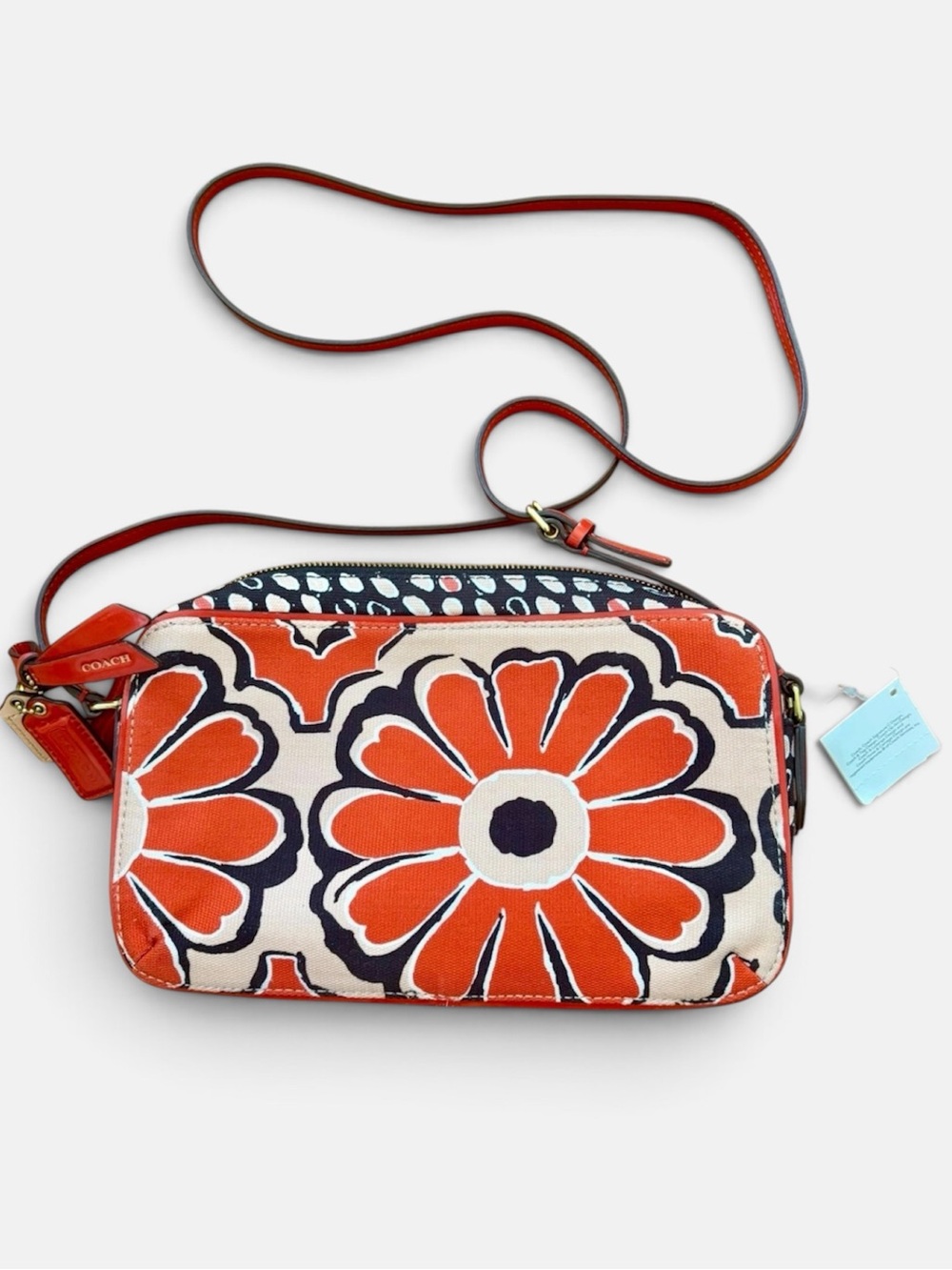 NWT Coach Poppy Floral Scarf Print Crossbody Bag Desert Sky Orange Multi 25121